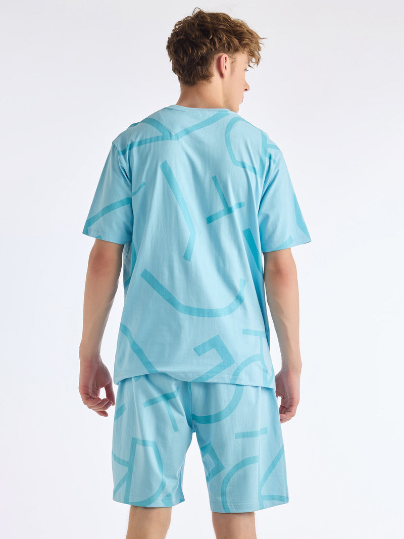 Blue Printed Pure Cotton Co-Ords
