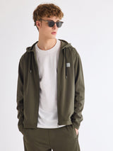 Green Solid Pure Cotton Hooded Co-Ords