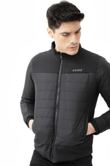 Black Solid Quilted Jacket