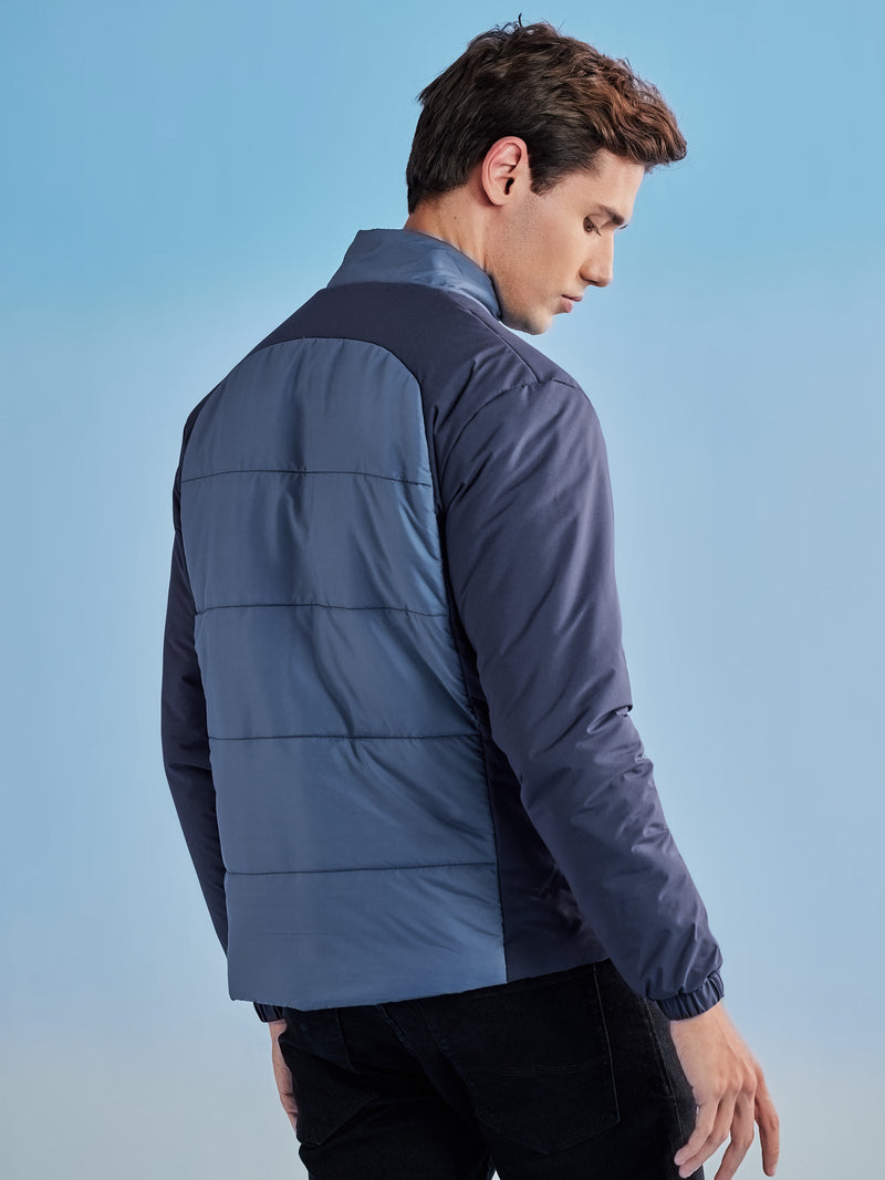 Navy Colorblocked Quilted Jacket