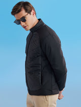 Black Colorblocked Quilted Jacket
