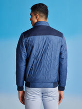 Navy Embroidery Quilted Jacket