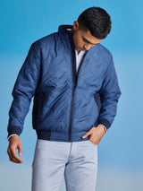 Navy Embroidery Quilted Jacket