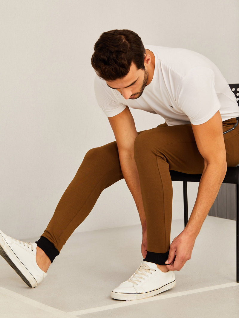 Brown 4-Way Stretch Joggers