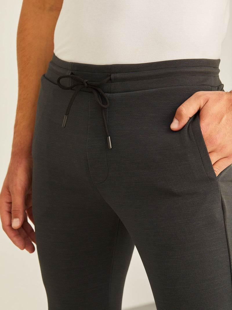 Dark Grey Textured 4-Way Stretch Track Pant