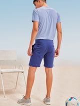 Blue Solid Knitted Shorts