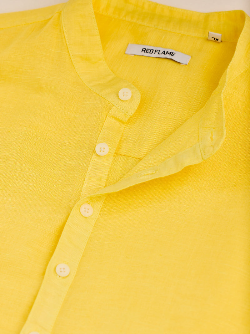 Yellow Tie Dye Linen Kurta