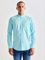Blue Pure Cotton Solid Shirt