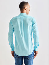 Blue Pure Cotton Solid Shirt