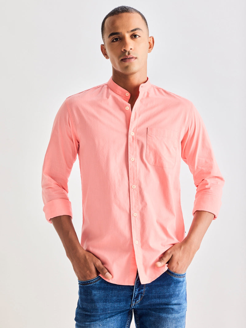 Pink Pure Cotton Solid Shirt