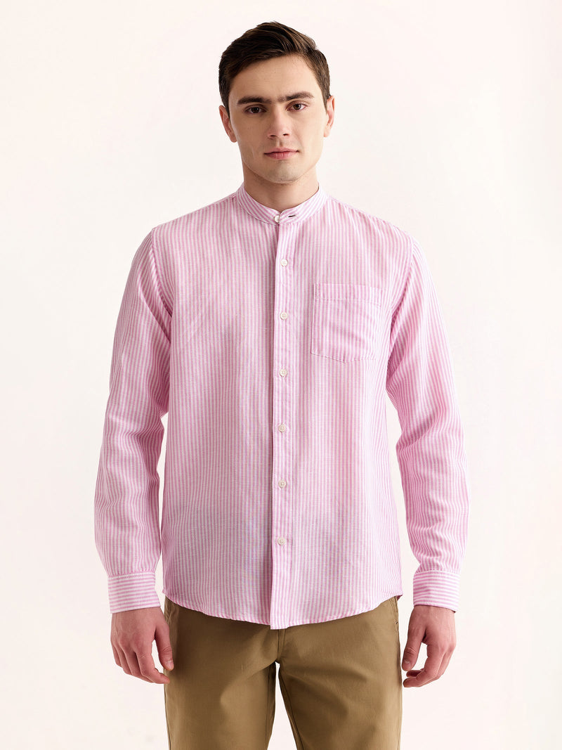 Pink Striped Linen Shirt
