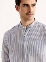 Grey Striped Linen Shirt