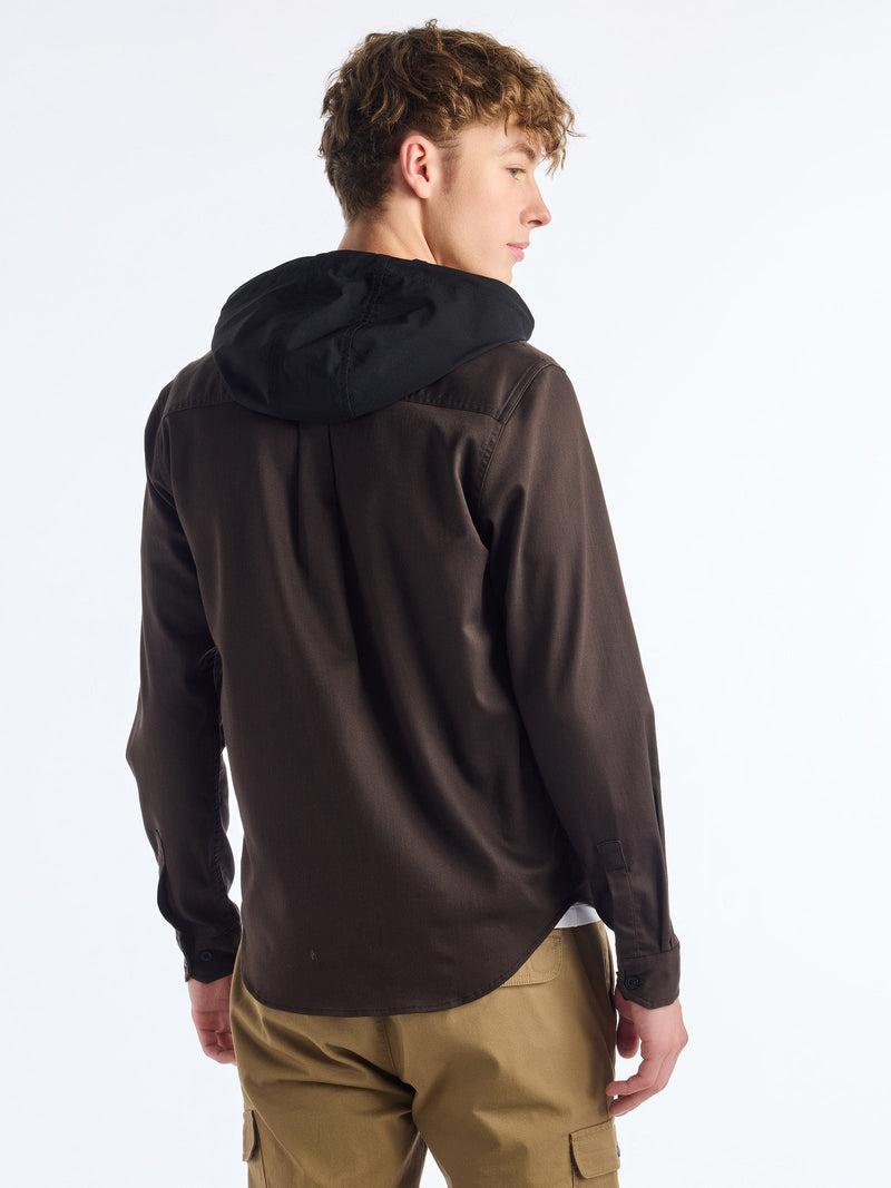 Brown Hooded Over Shirt