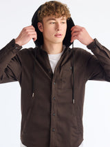 Brown Hooded Over Shirt