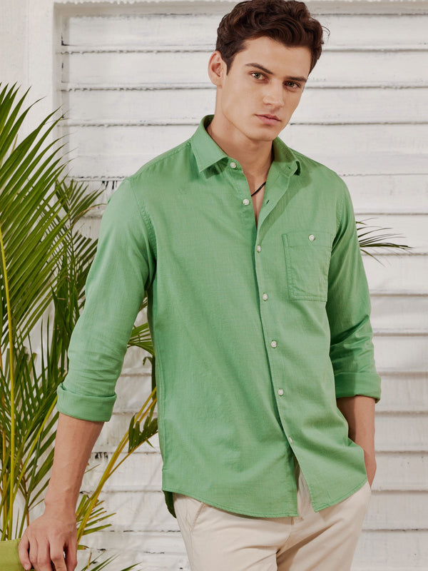 Green Slub Twill Shirt