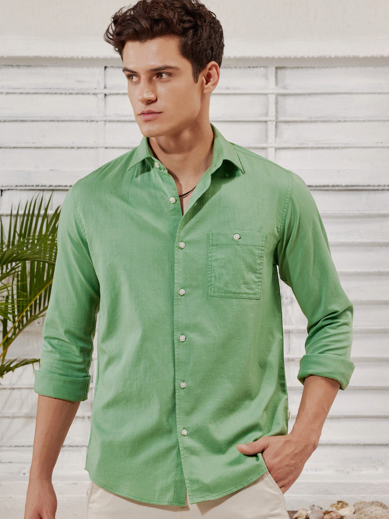 Green Slub Twill Shirt