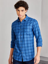 Blue Checked Twill Shirt