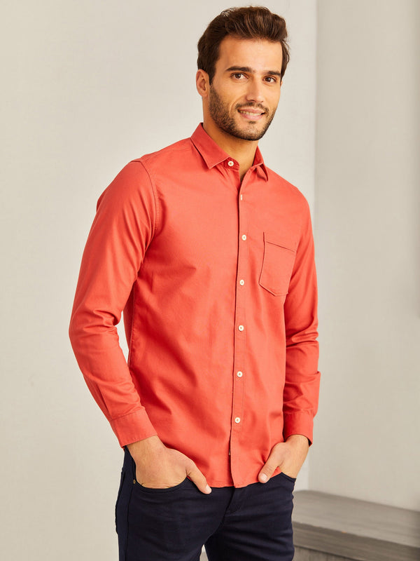 Red Solid Oxford Shirt