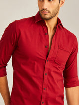 Red Solid Oxford Shirt