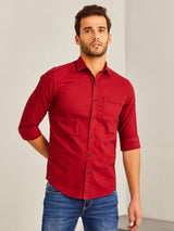 Red Plain Oxford Shirt
