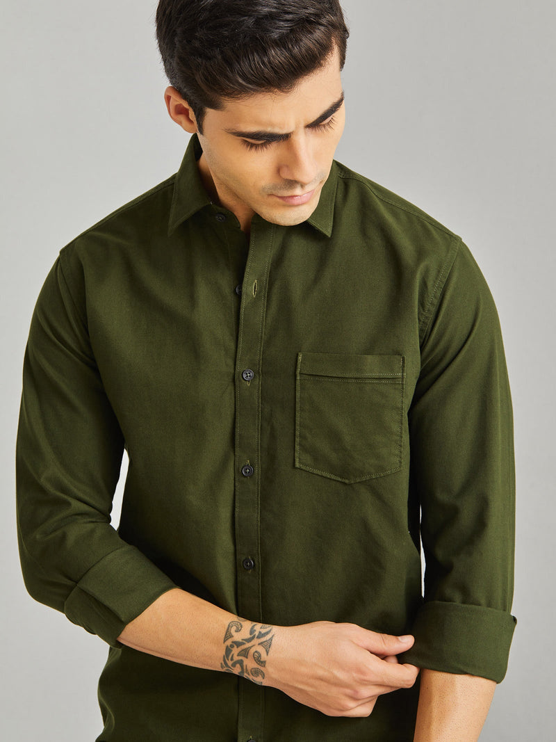 Green Plain Oxford Shirt