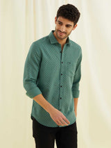 Green Printed Linen Shirt