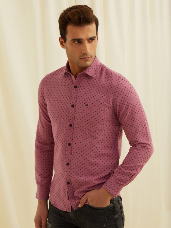 Pink Printed Linen Shirt