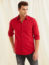 Red Printed Stretch Shirt