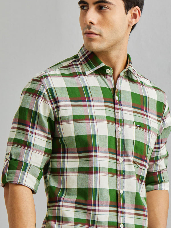 Green Checked Twill Shirt