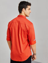 Red Printed Stretch Twill Shirt