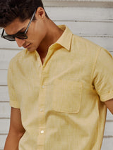 Yellow Micro Checked Shirt