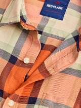 Orange Pure Cotton Checked Shirt