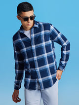 Blue Brushed Checked Shirt