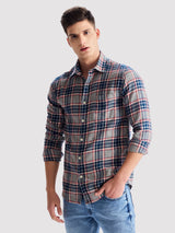 Grey Brushed Cotton Checked Shirt