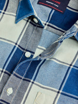 Blue Pure Cotton Checked Shirt