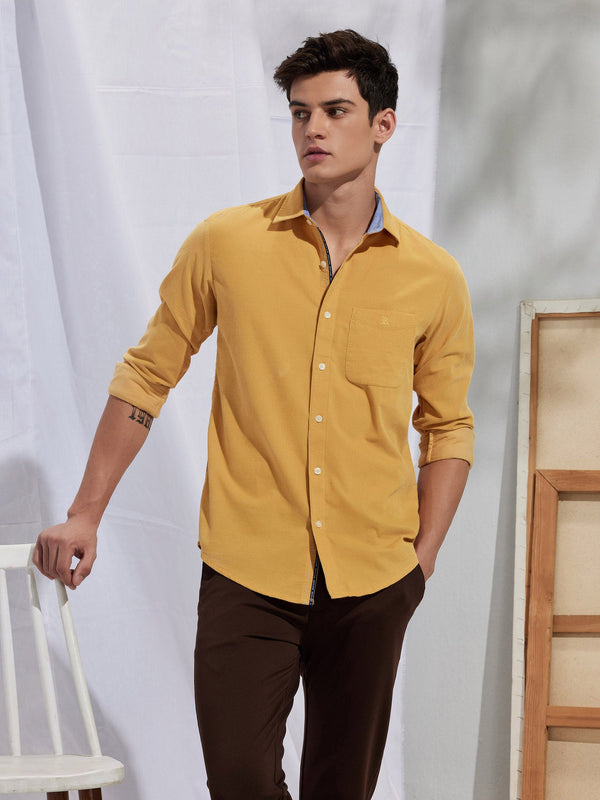 Yellow Fine Corduroy Shirt