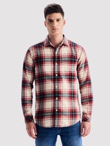 Brown Brushed Cotton Checked Shirt