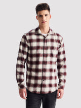 Maroon Brushed Cotton Checked Shirt