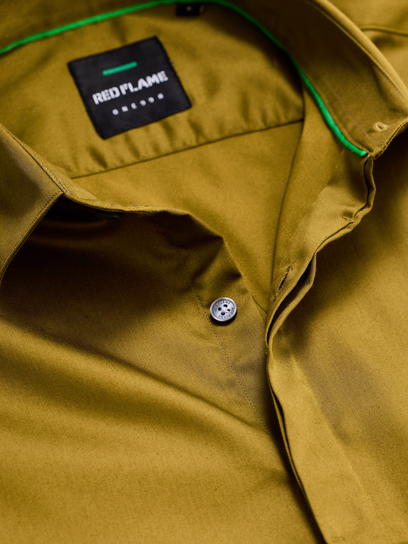 Olive Green Stretch Casual Shirt