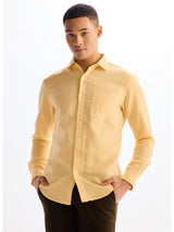 Pale Yellow Linen Casual Shirt