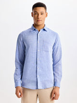 Pastel Blue Linen Casual Shirt