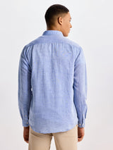 Pastel Blue Linen Casual Shirt