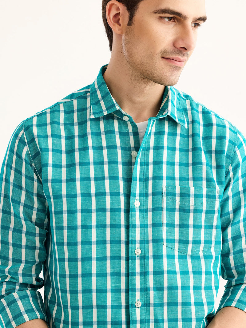 Green Checked Linen Shirt
