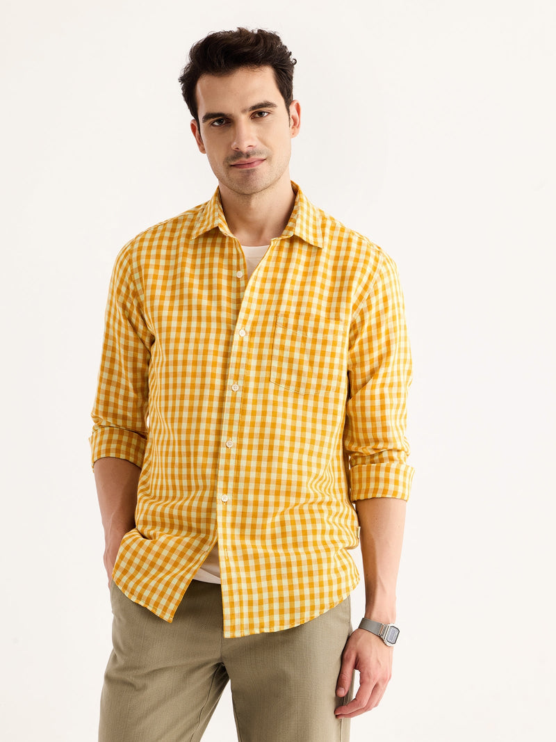 Yellow Checked Linen Shirt