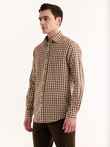 Brown Checked Linen Shirt