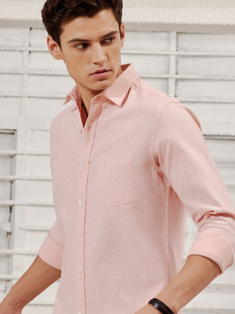 Pink Textured Printed Shirt