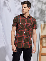 Olive Checked Cargo Shirt
