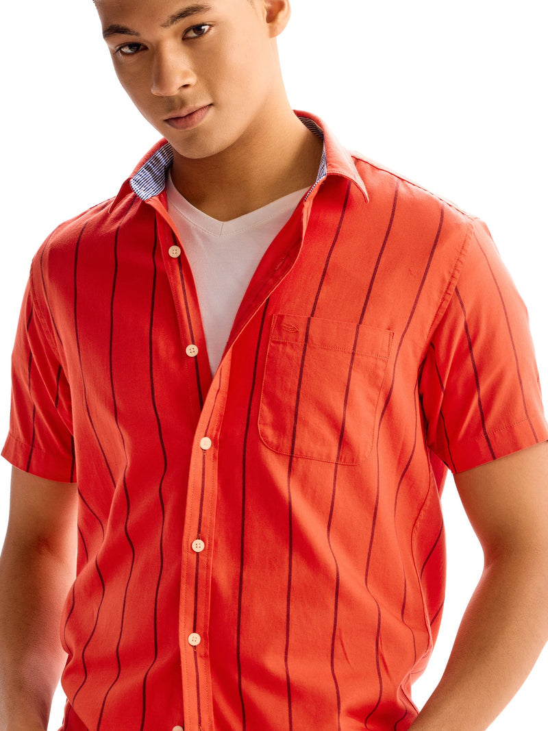 Red Pure Cotton Casual Shirt