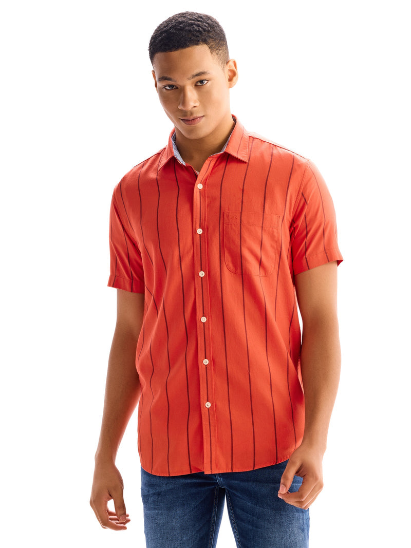 Red Pure Cotton Casual Shirt