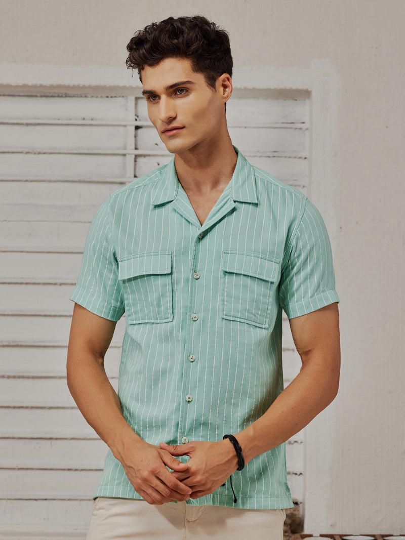 Green Striped Resort Shirt